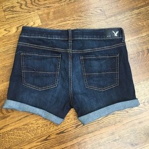 American Eagle Dark Wash Midi Jean Shorts